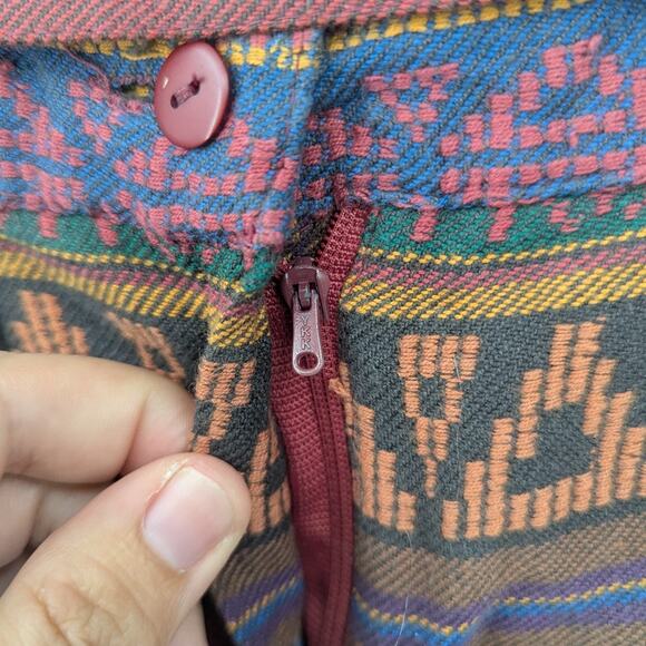 Vintage Huntington Ridge Belted Aztec Midi Skirt Size 9/10 Boho 100% Cotton - Picture 5 of 6